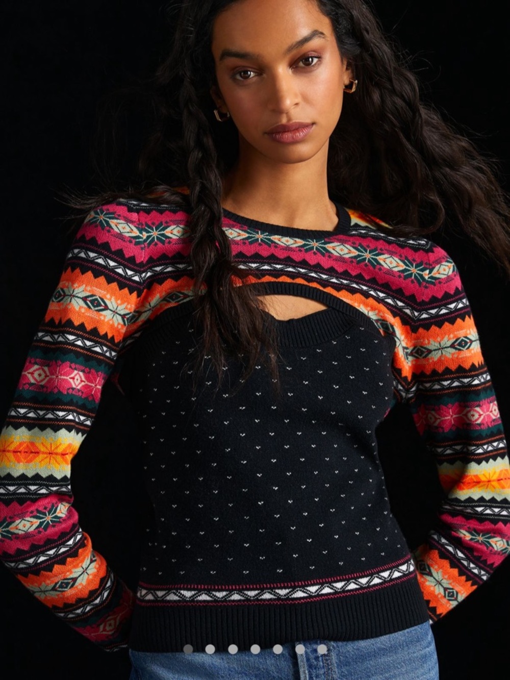 Anthropologie Maeve Cutout Fair Isle 2 piece sweater